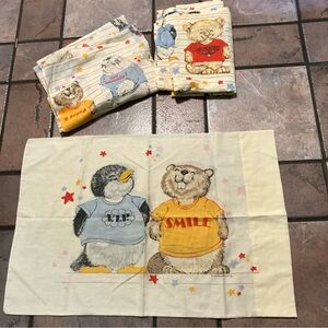 Vintage Dan River Shirt Tales 1980 Flat & Fitted Twin Sheet Set & Pillowcase